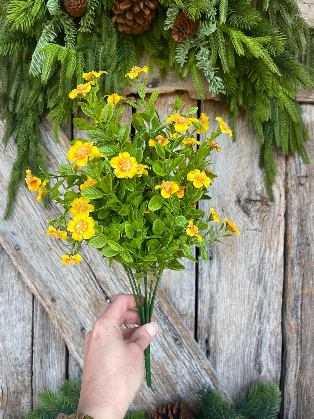 17" Yellow Floral Bush, Floral Filler Greenery