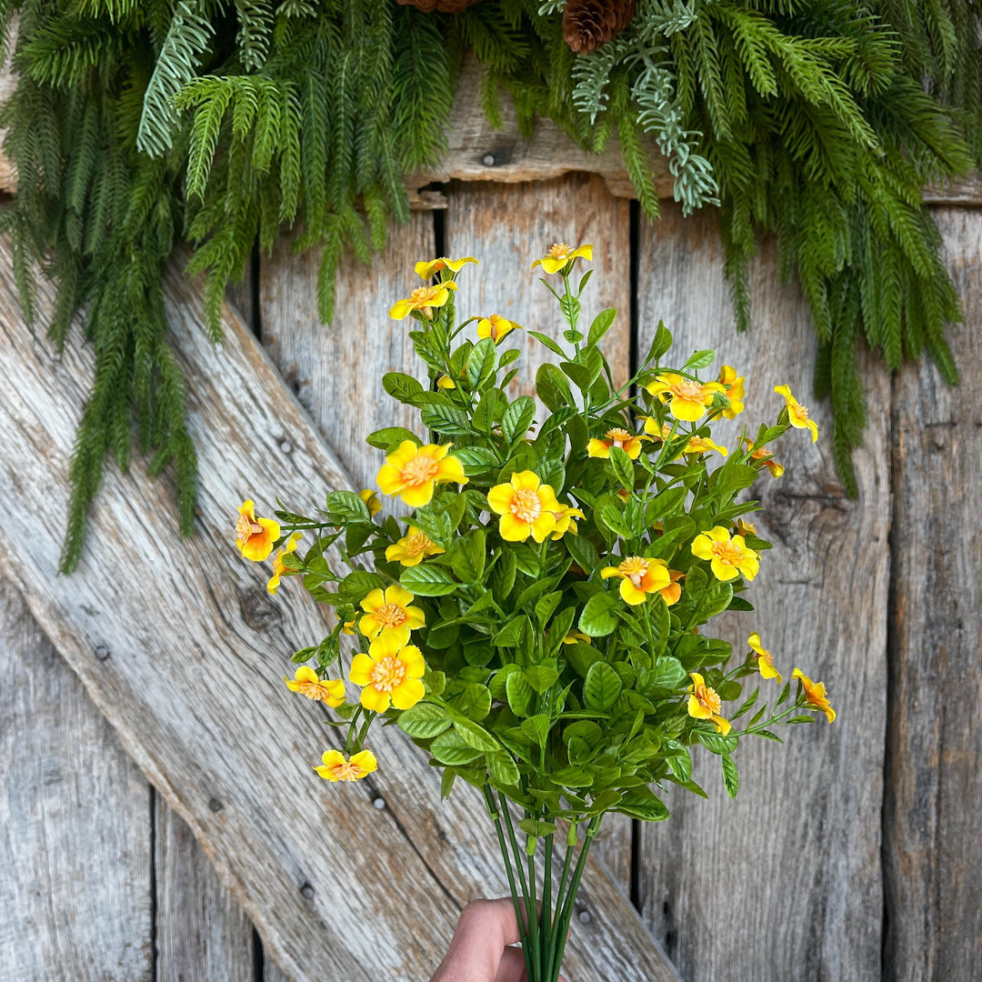 17" Yellow Floral Bush, Floral Filler Greenery