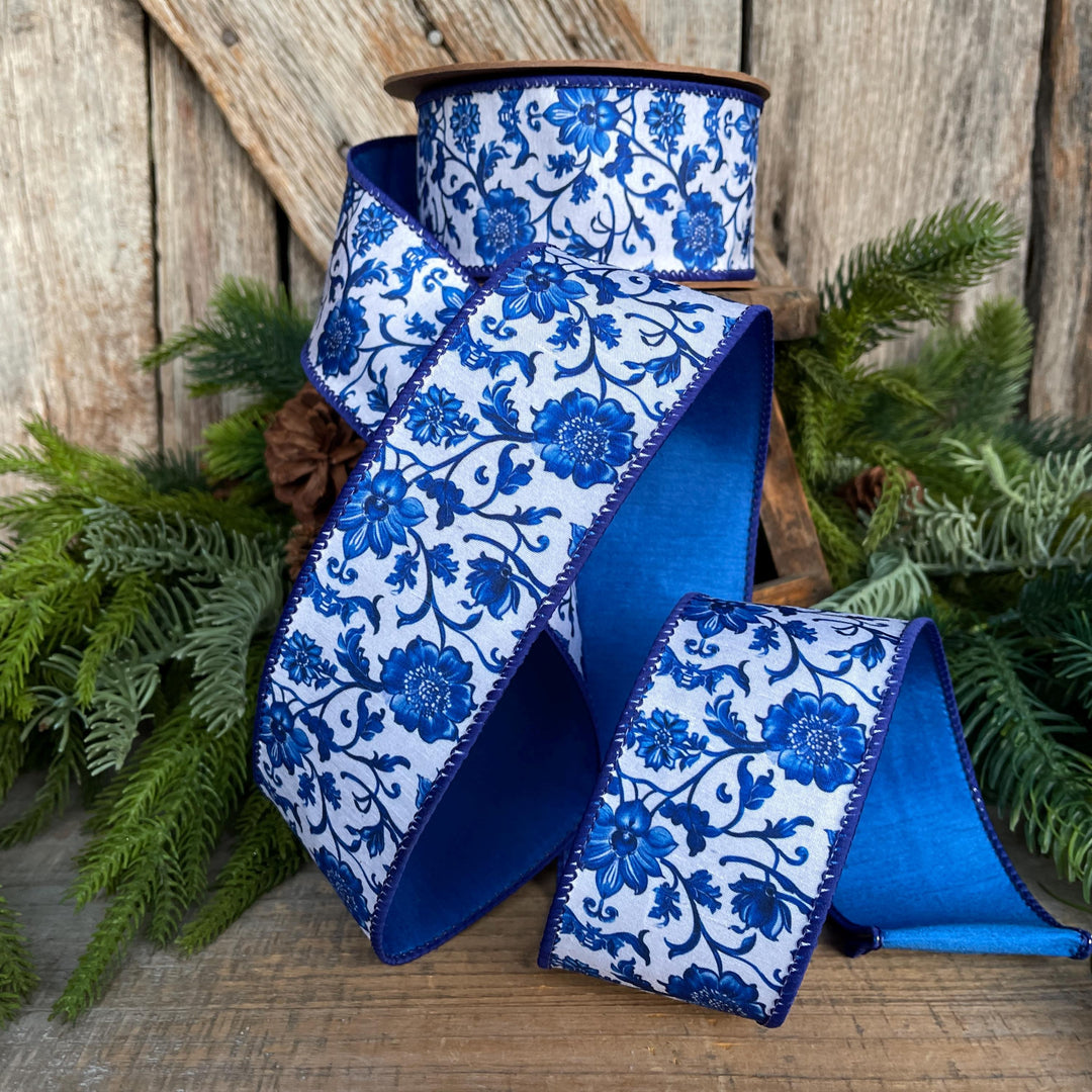2.5" Blue Chinoiserie Ribbon
