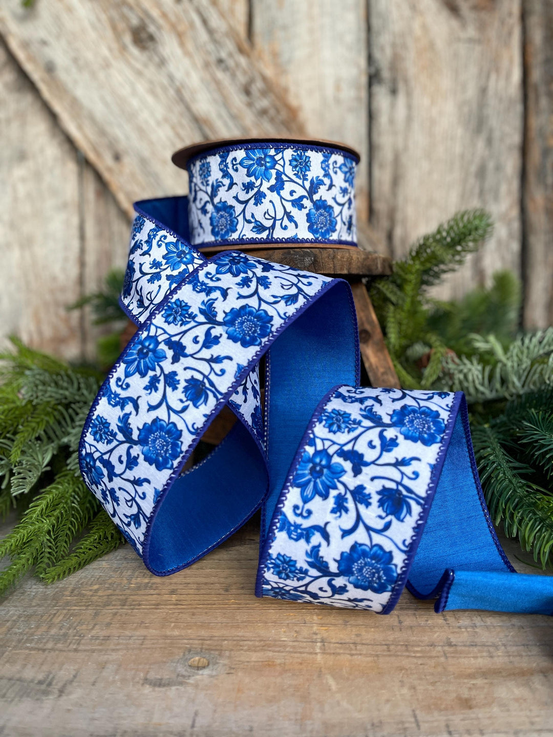 2.5" Blue Chinoiserie Ribbon