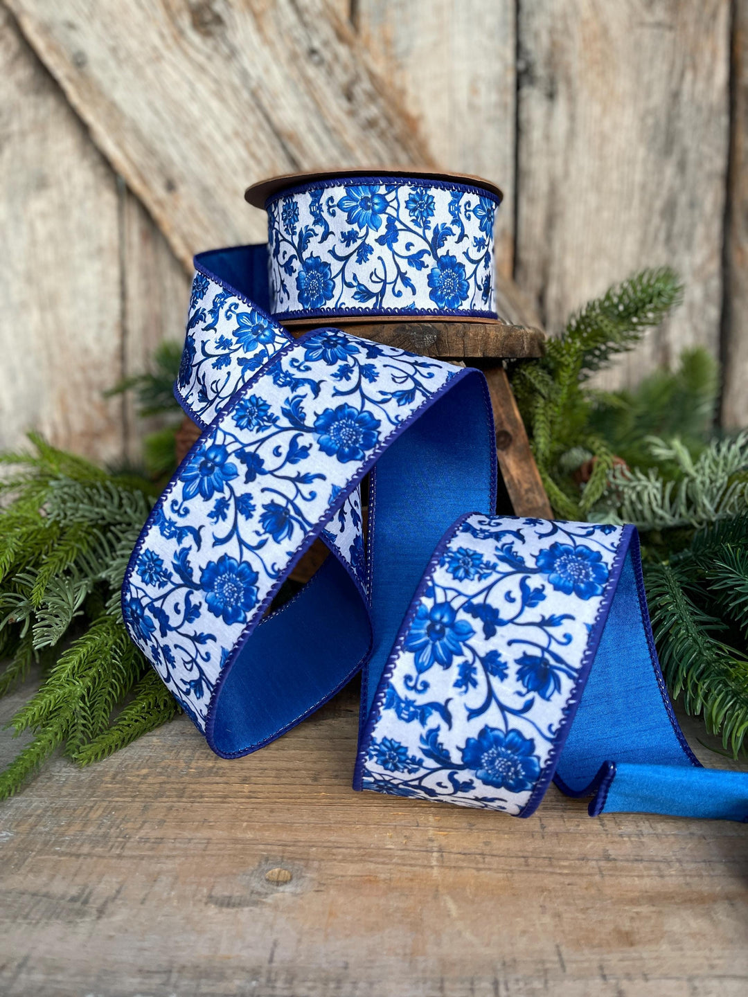 2.5" Blue Chinoiserie Ribbon
