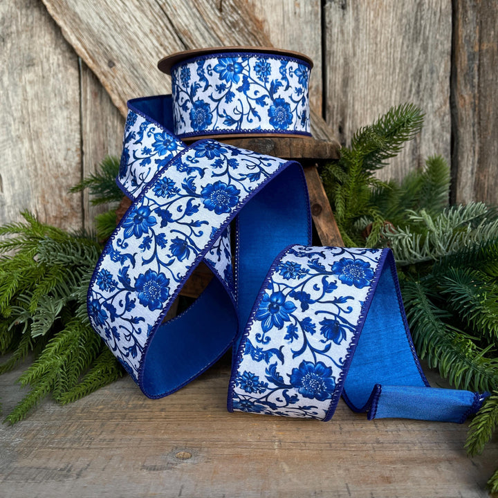 2.5" Blue Chinoiserie Ribbon