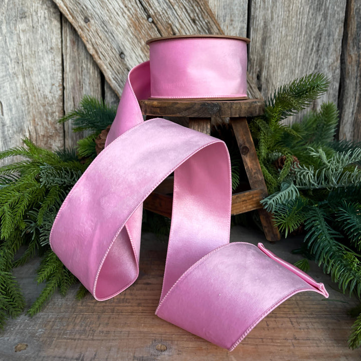 2.5" Pink Velvet Ribbon, baby pink velvet ribbon