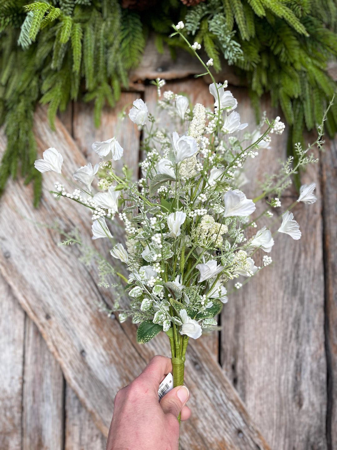 22" White Floral Filler Bush, White Greenery Bush