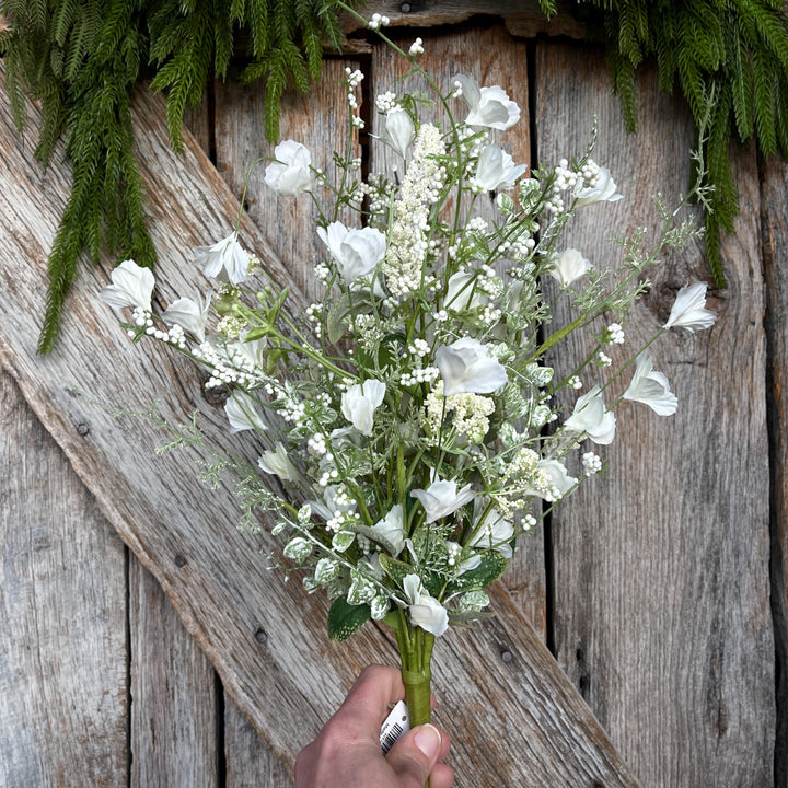 22" White Floral Filler Bush, White Greenery Bush