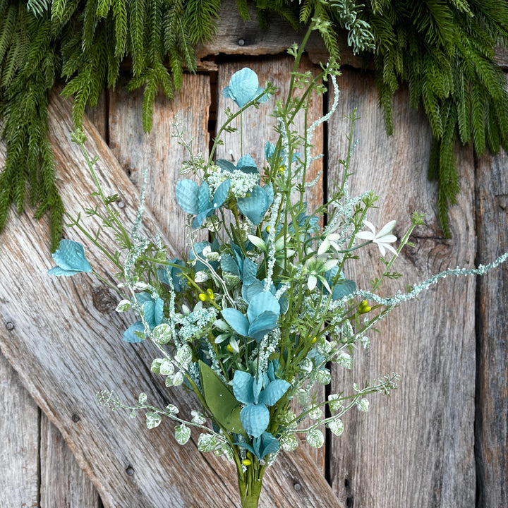 22" Turquoise Blue Floral Filler Bush, Aqua Blue Greenery Bush