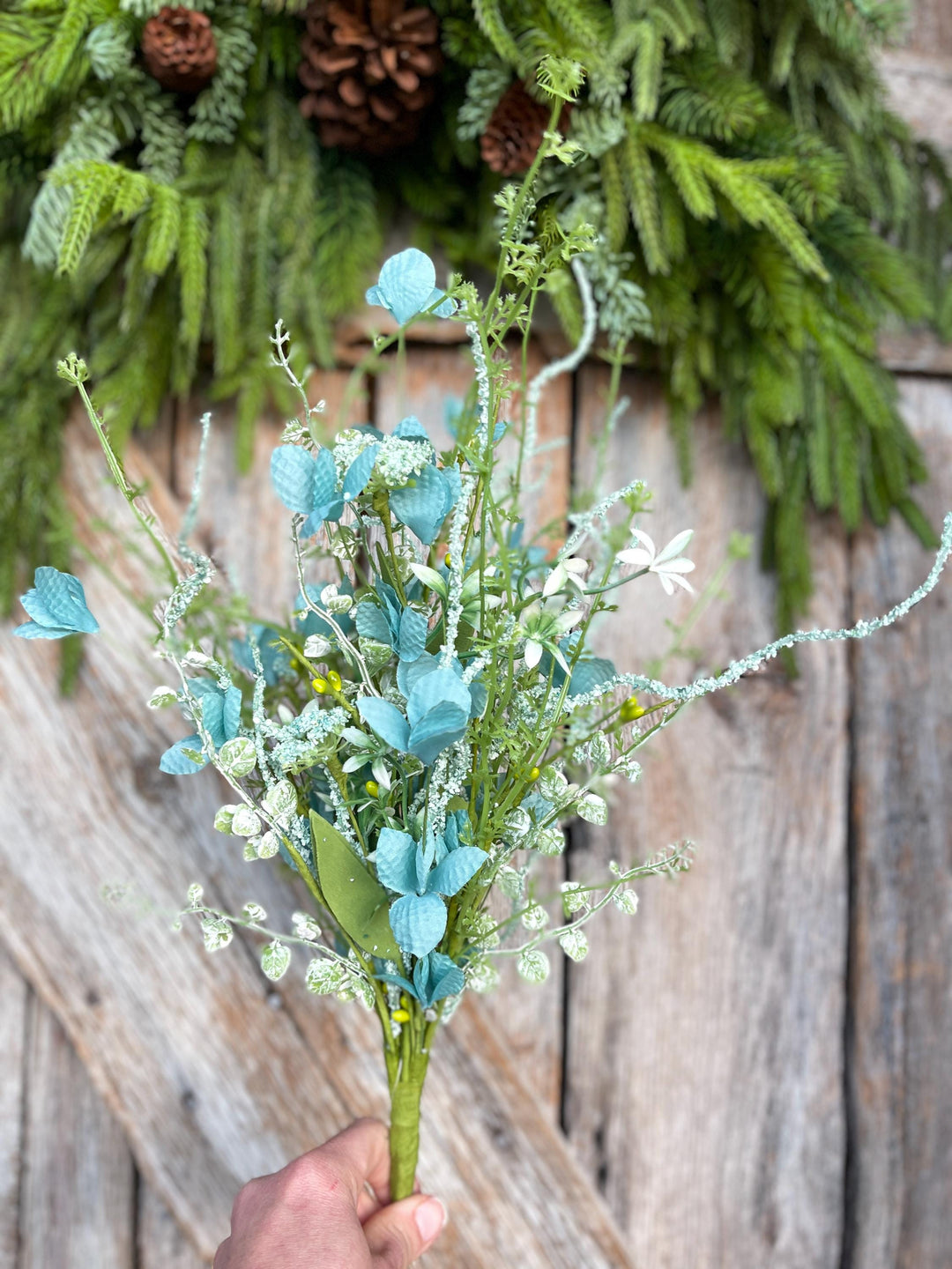 22" Turquoise Blue Floral Filler Bush, Aqua Blue Greenery Bush