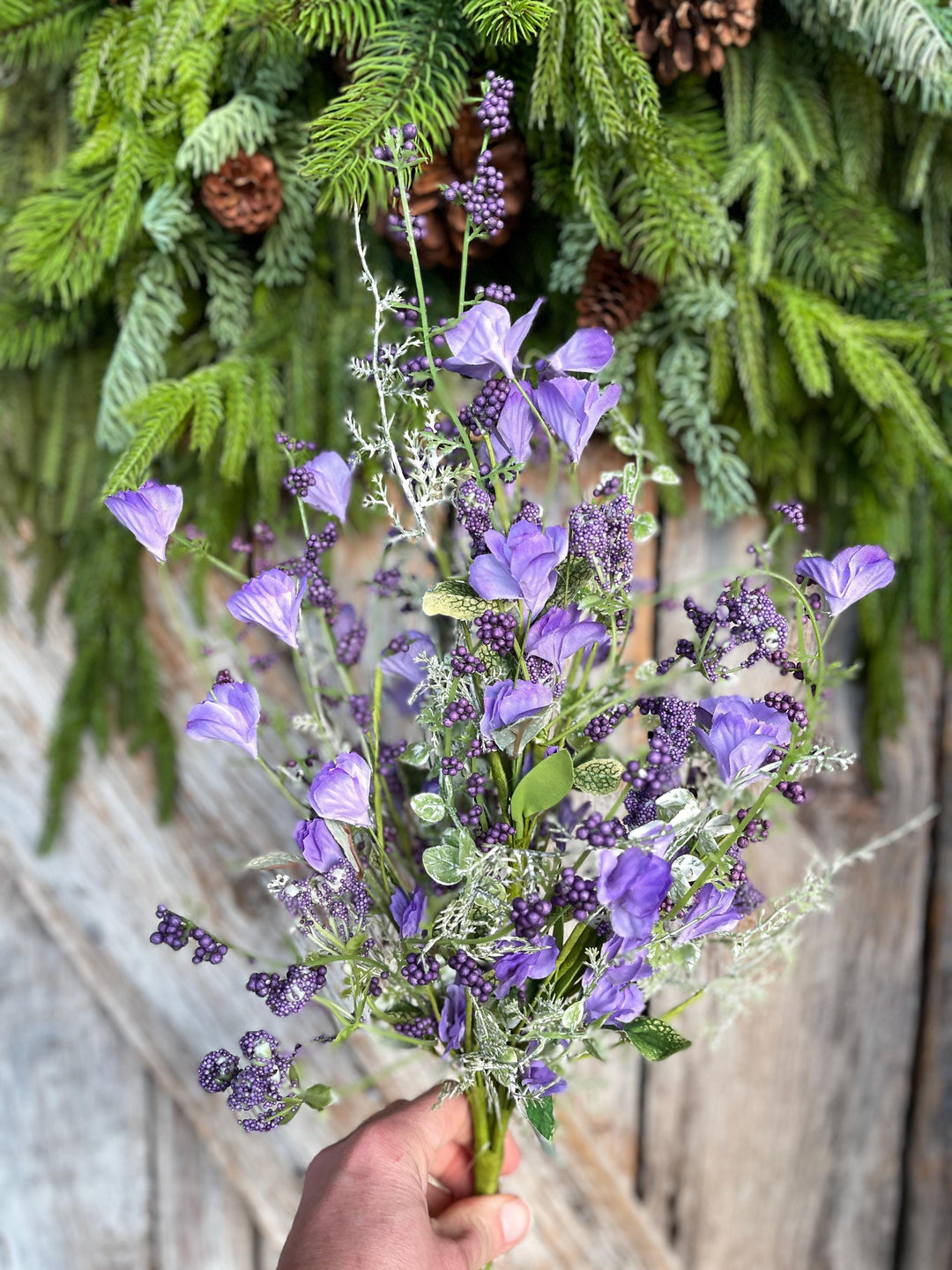 22" Purple Floral Filler Bush, Purple Greenery Bush