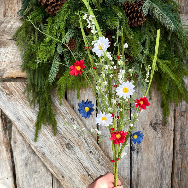24" Patriotic Flowering Bush, Artificial Floral Bush