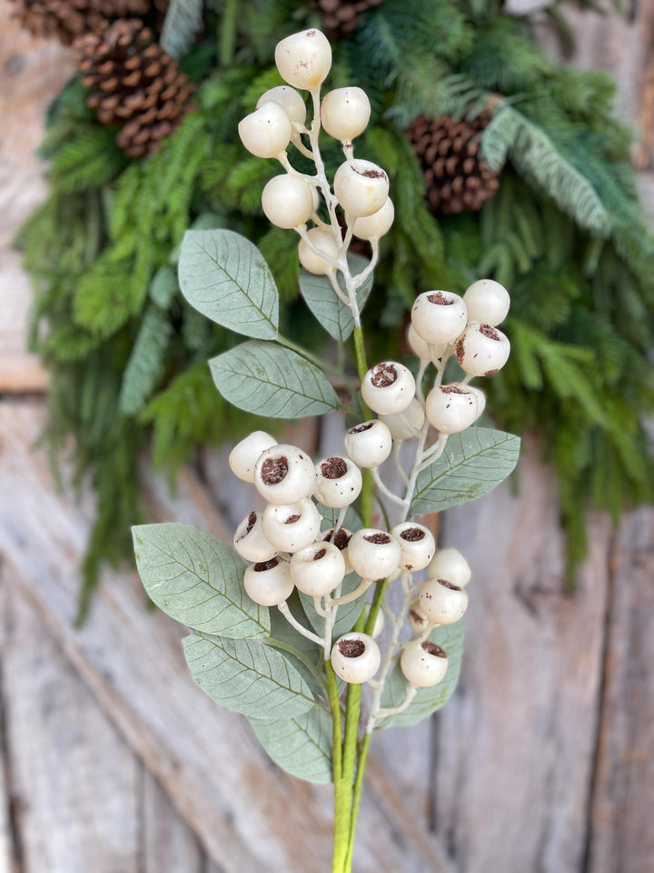30" Cream Berry Spray, Fall Berry Spray