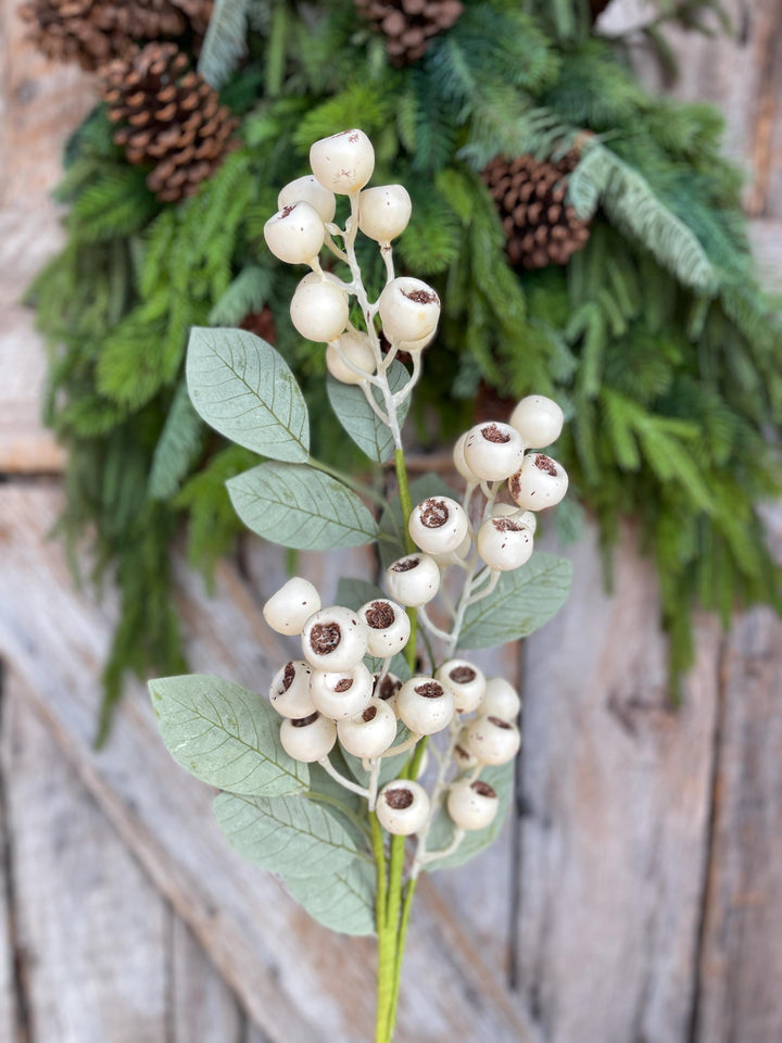 30" Cream Berry Spray, Fall Berry Spray