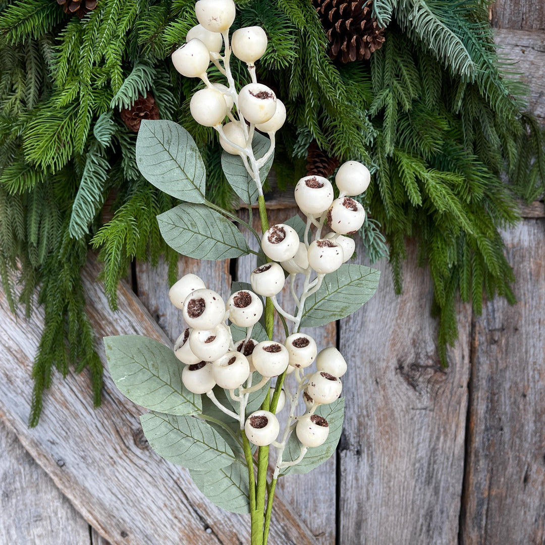 30" Cream Berry Spray, Fall Berry Spray