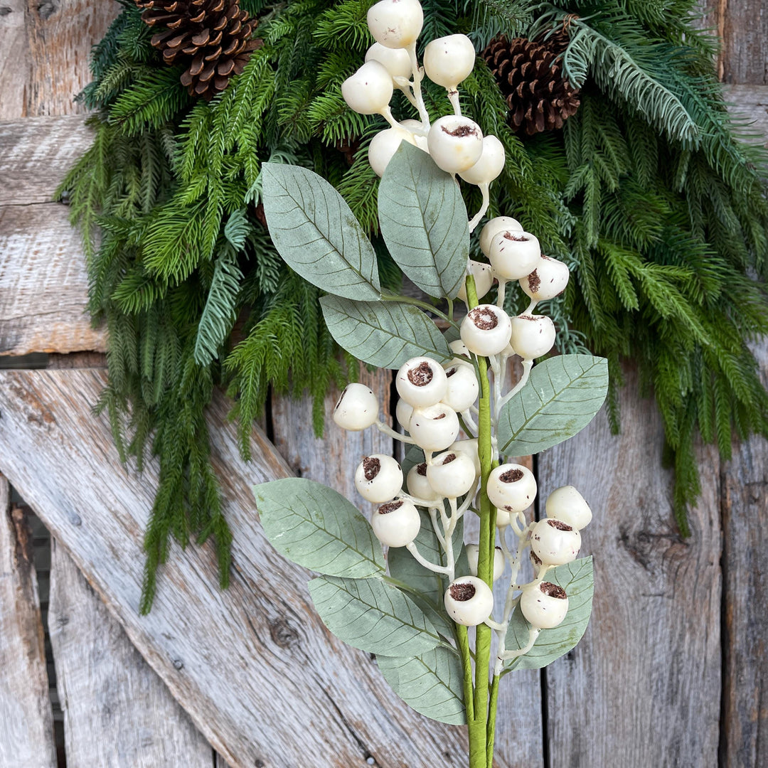 30" Cream Berry Spray, Fall Berry Spray
