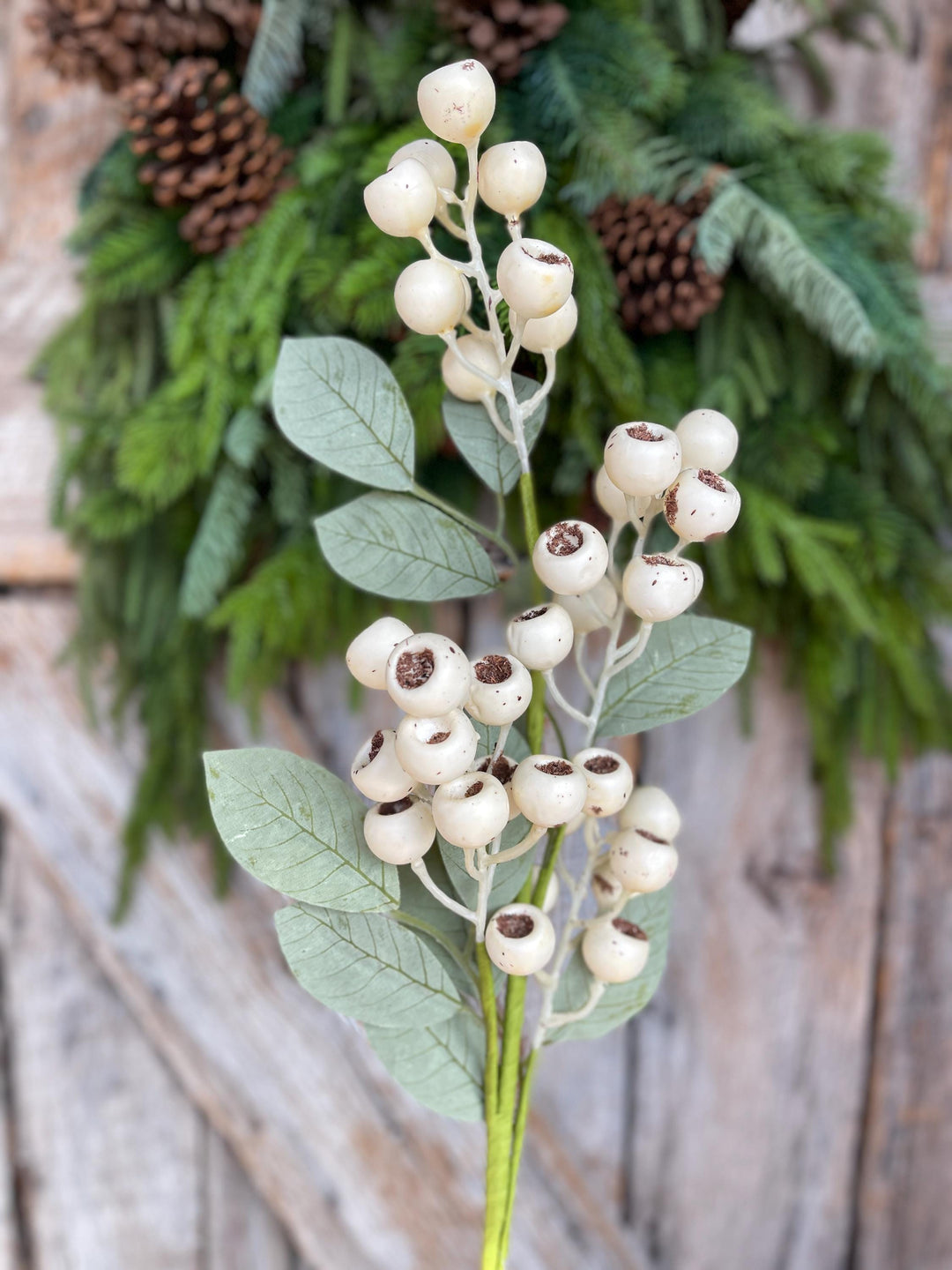 30" Cream Berry Spray, Fall Berry Spray
