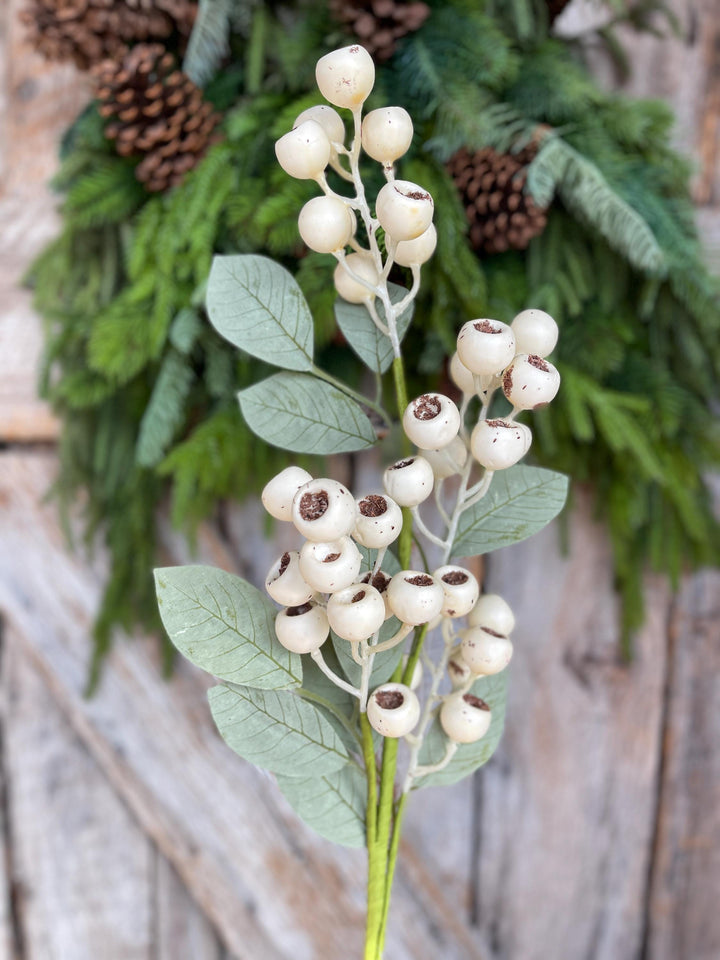 30" Cream Berry Spray, Fall Berry Spray