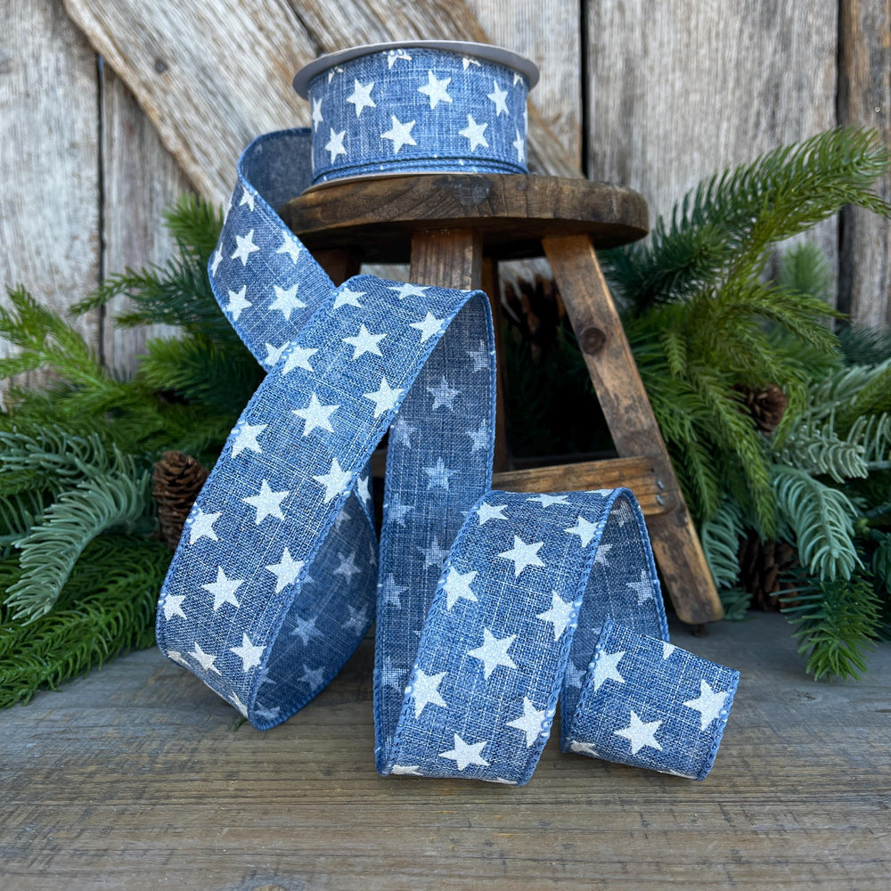 1.5" Patriotic Ribbon, Wired Ribbon, Star Ribbon