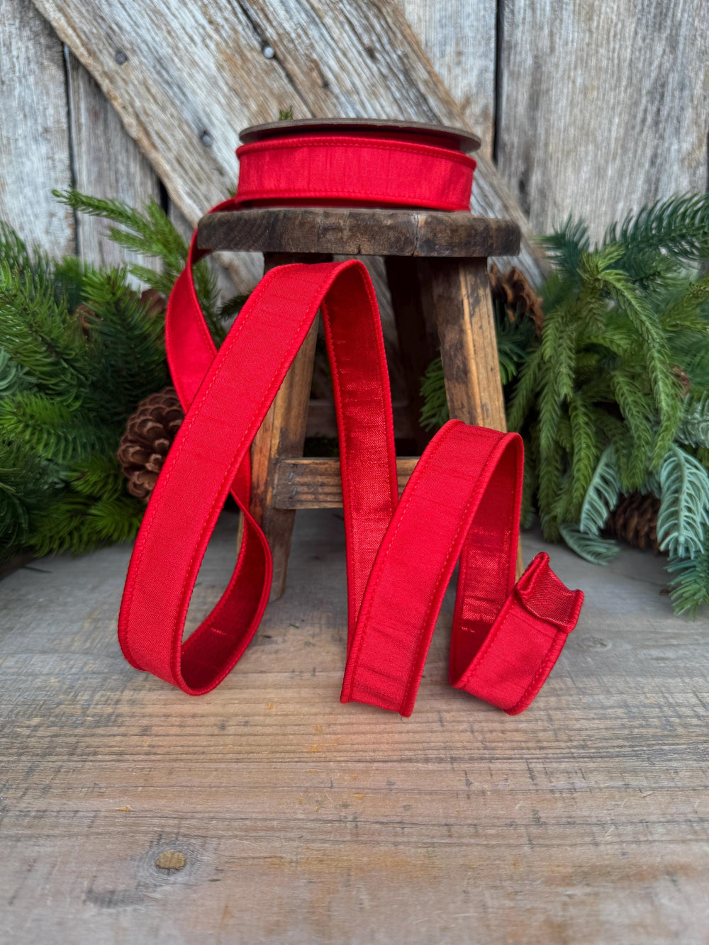 1” Red Dupioni Ribbon, ribbon