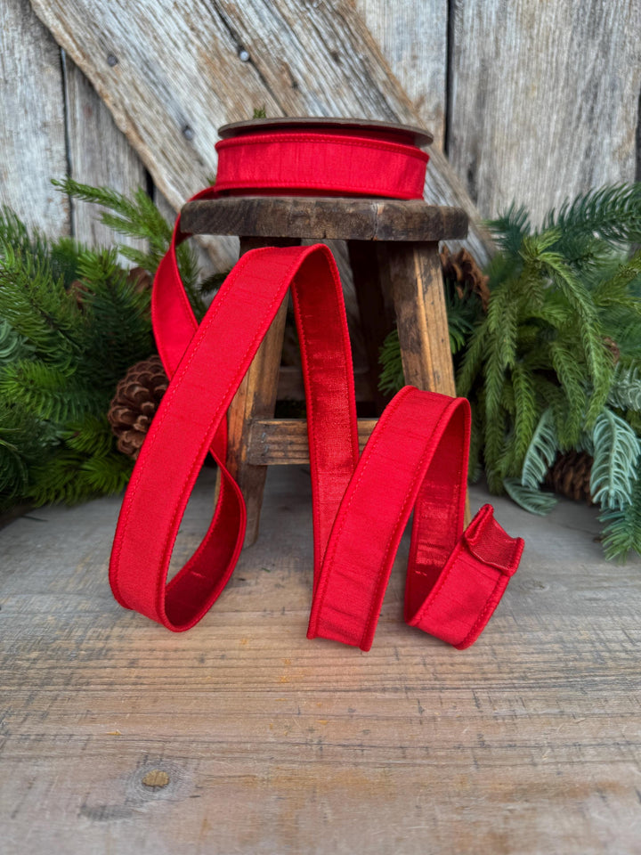 1” Red Dupioni Ribbon, ribbon
