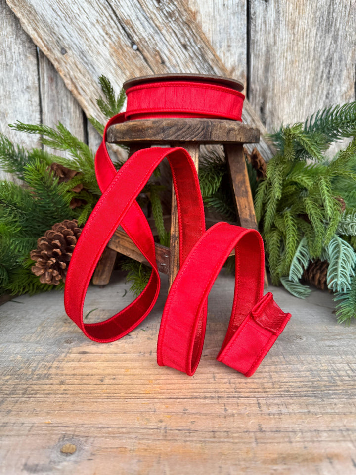 1” Red Dupioni Ribbon, ribbon