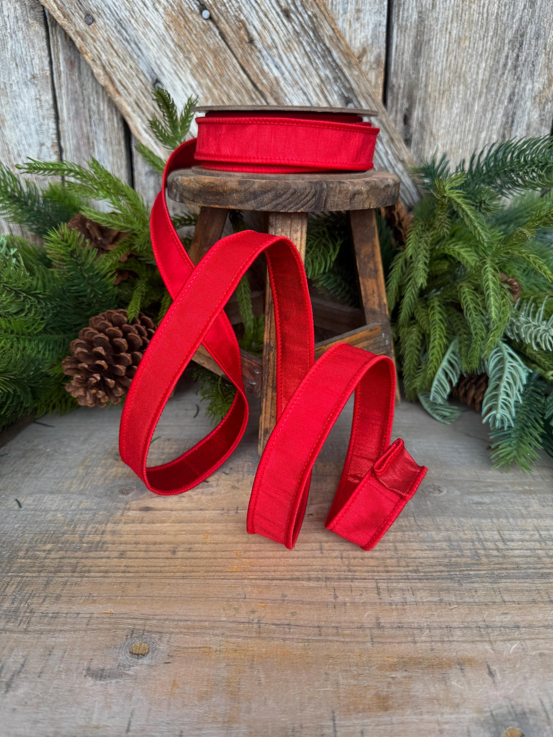 1” Red Dupioni Ribbon, ribbon