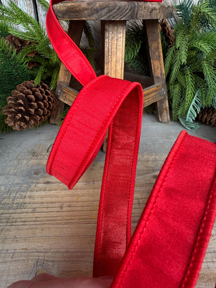 1” Red Dupioni Ribbon, ribbon