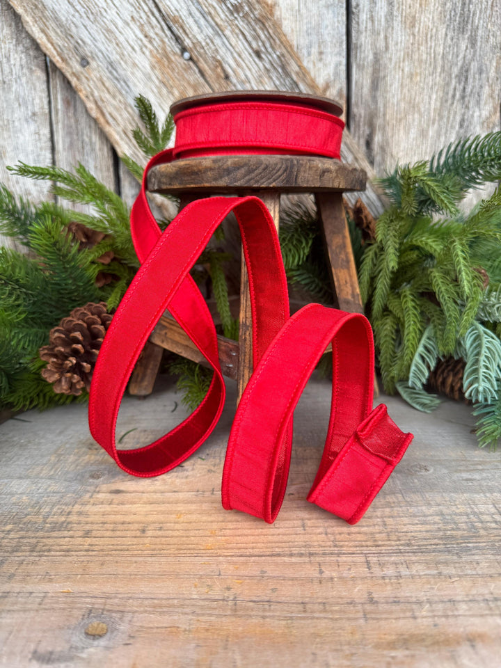 1” Red Dupioni Ribbon, ribbon