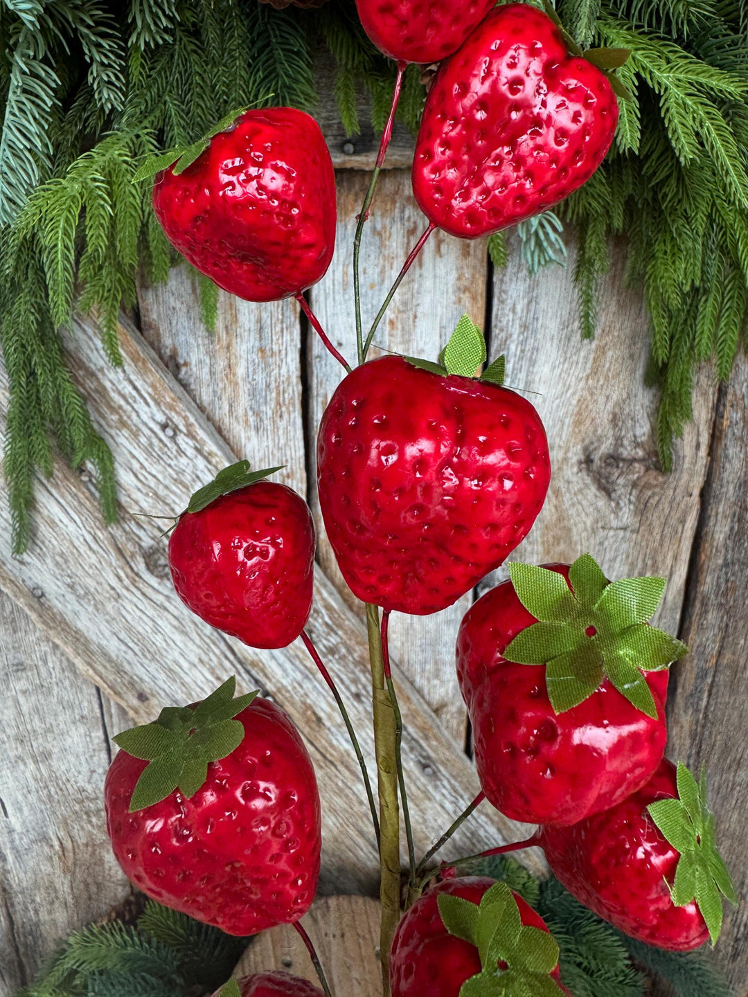 24" Strawberry Floral Stem, Fake Strawberry Spray, Summer Floral Spray, Summer Decor, Strawberry Decor, 64002RD