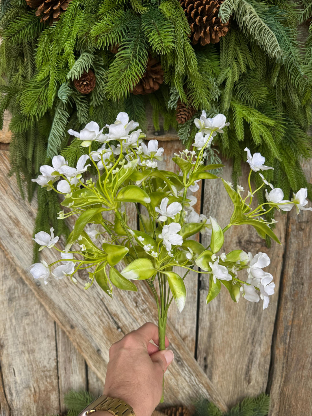 17" White Wild Flower Pick, White Floral, 35180CM