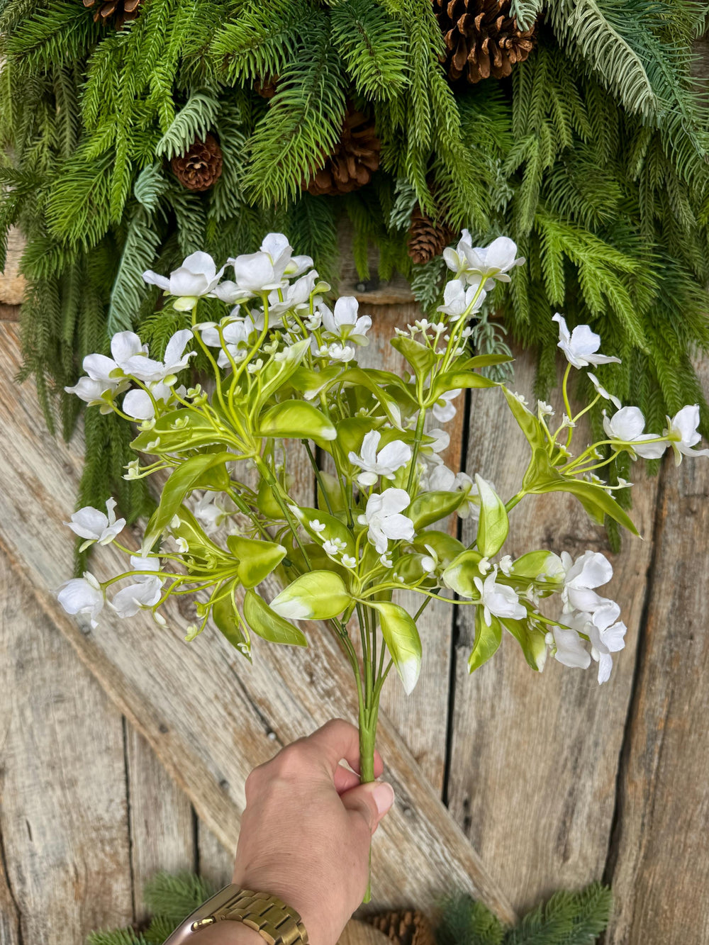 17" White Wild Flower Pick, White Floral, 35180CM