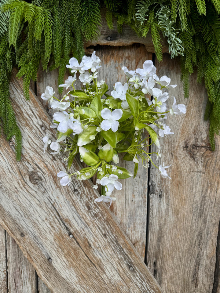 17" White Wild Flower Pick, White Floral, 35180CM