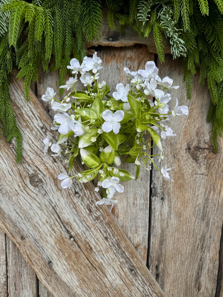 17" White Wild Flower Pick, White Floral