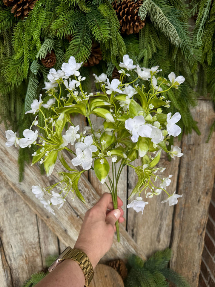 17" White Wild Flower Pick, White Floral