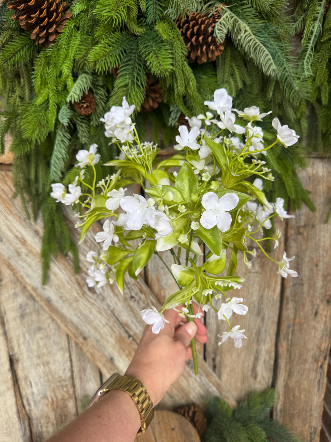 17" White Wild Flower Pick, White Floral