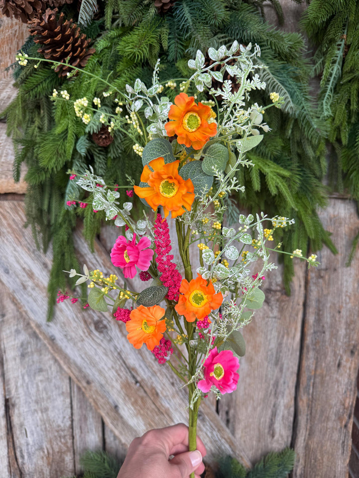 29" Hot Pink Orange Floral Spray, Summer Floral Spray, 40437-ORYELBTY