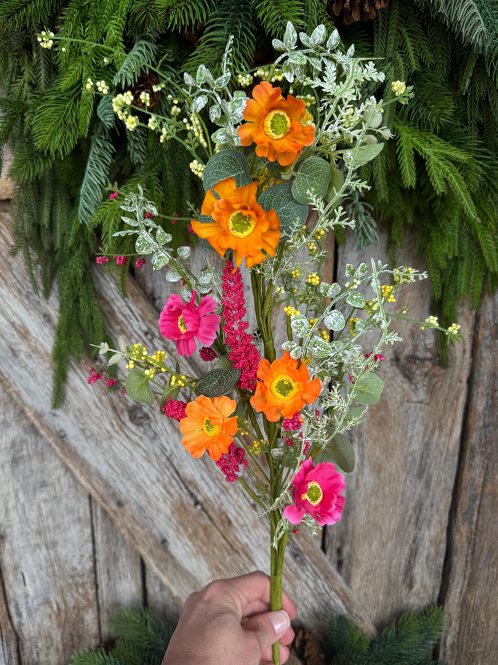 29" Hot Pink Orange Floral Spray, Summer Floral Spray, 40437-ORYELBTY