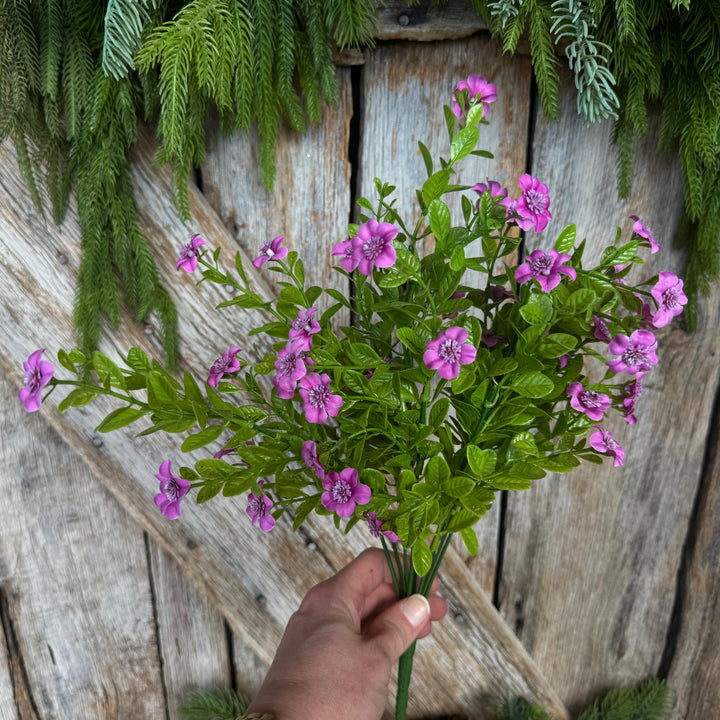 17" Purple Fuchsia Floral Bush, Floral Filler Greenery