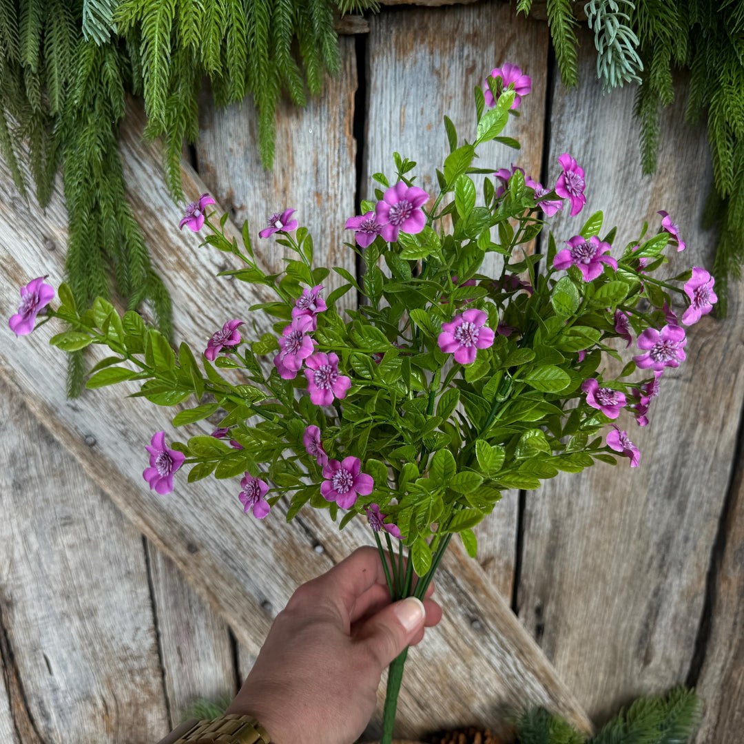 17" Purple Fuchsia Floral Bush, Floral Filler Greenery