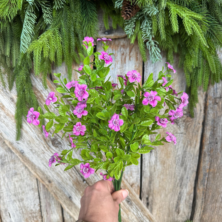 17" Purple Fuchsia Floral Bush, Floral Filler Greenery