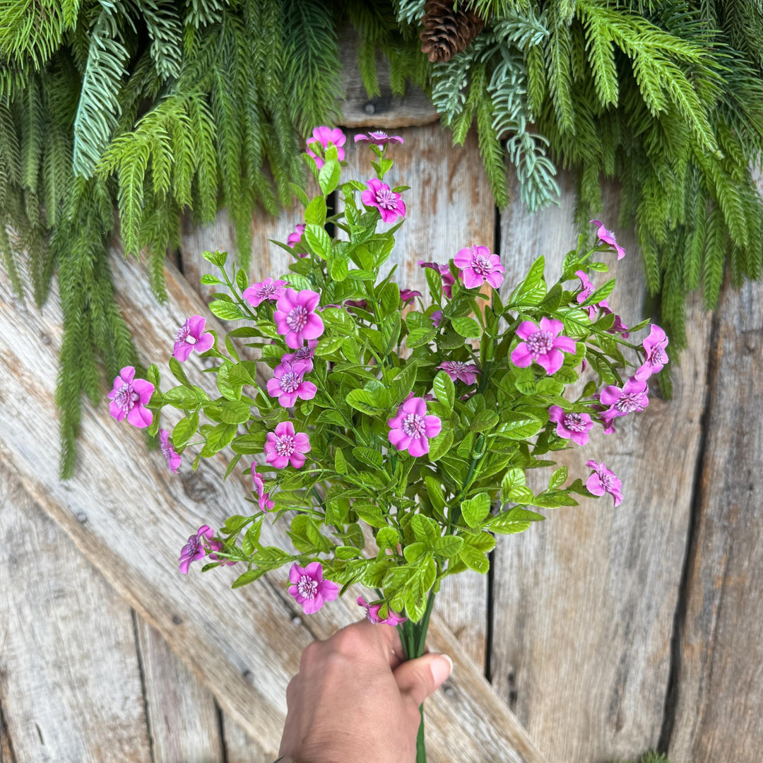 17" Purple Fuchsia Floral Bush, Floral Filler Greenery