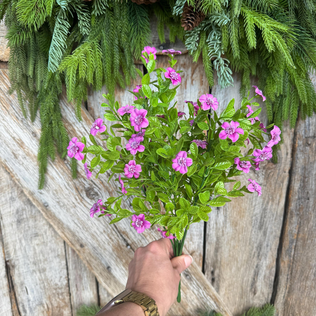 17" Purple Fuchsia Floral Bush, Floral Filler Greenery