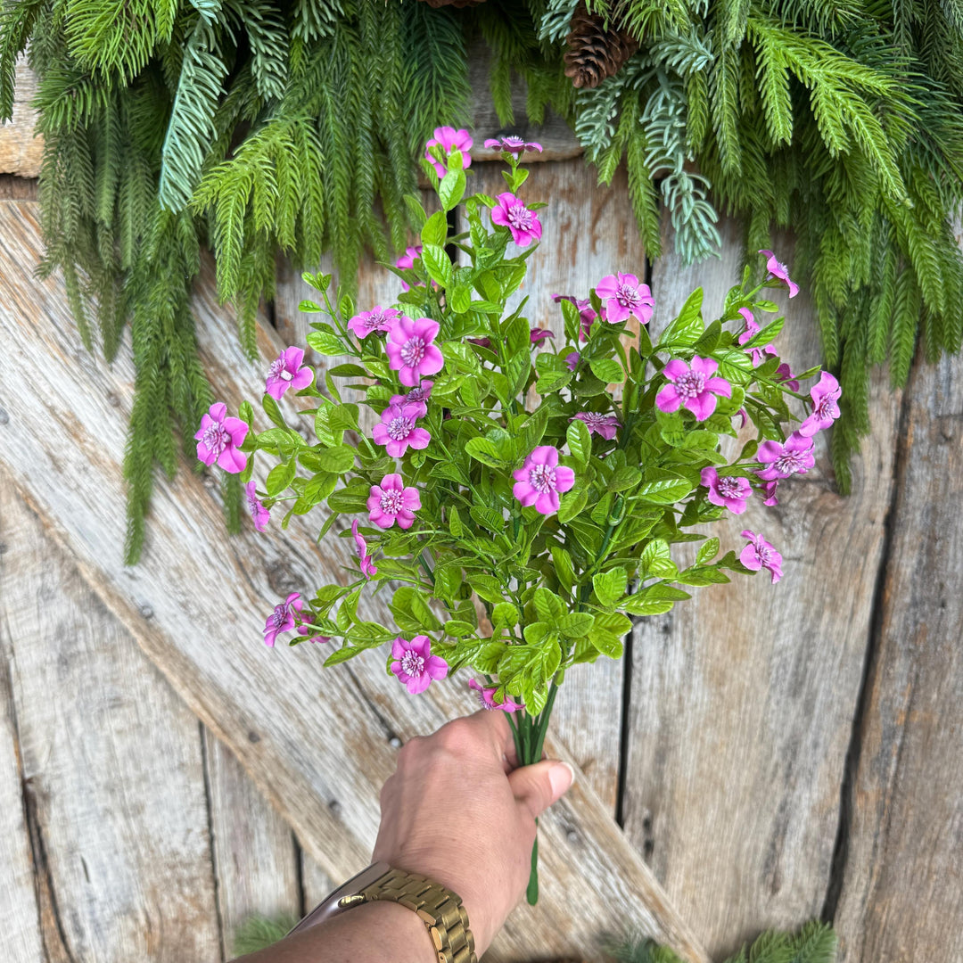 17" Purple Fuchsia Floral Bush, Floral Filler Greenery