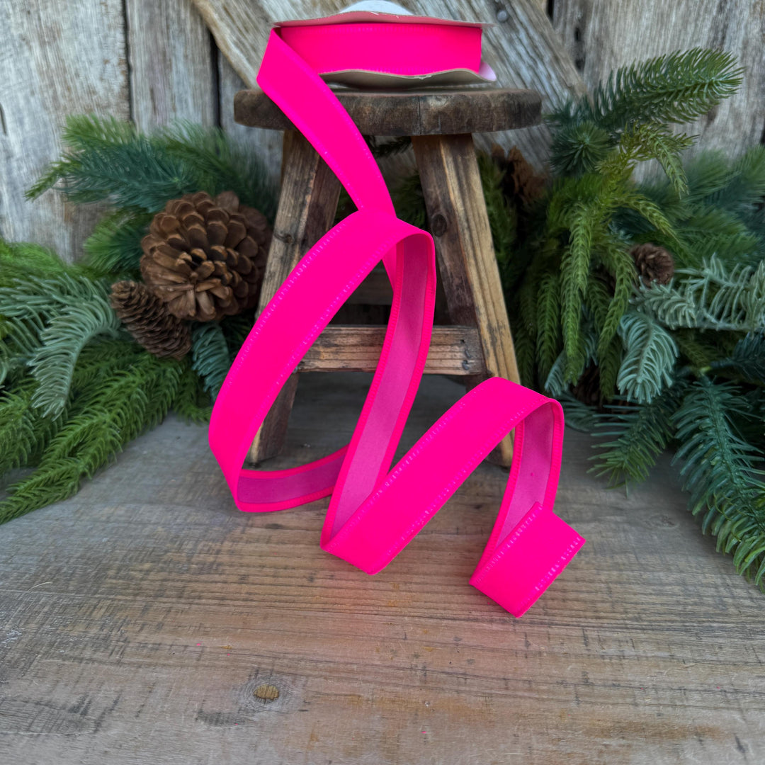 7/8" Hot Pink Velvet Ribbon