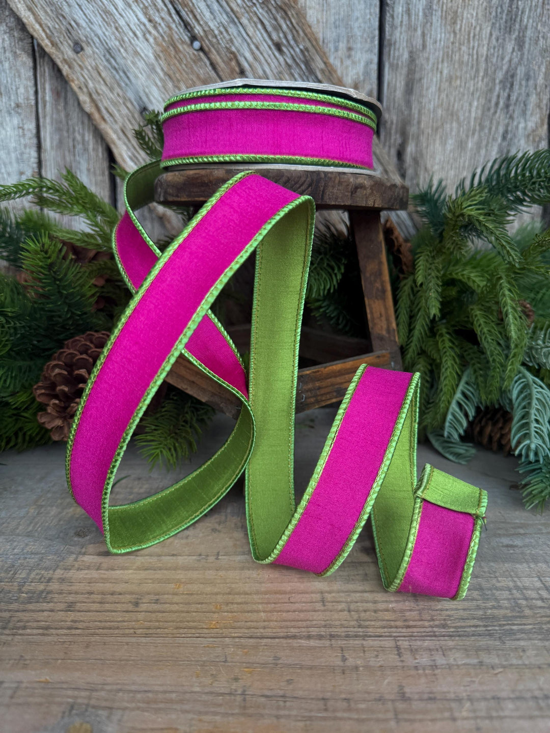 1" Hot Pink Lime Green Ribbon, Hot Pink Ribbon