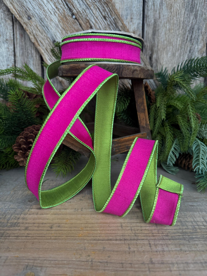 1" Hot Pink Lime Green Ribbon, Hot Pink Ribbon