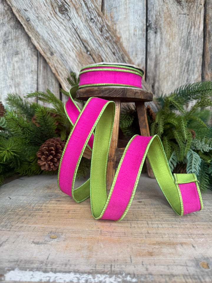 1" Hot Pink Lime Green Ribbon, Hot Pink Ribbon