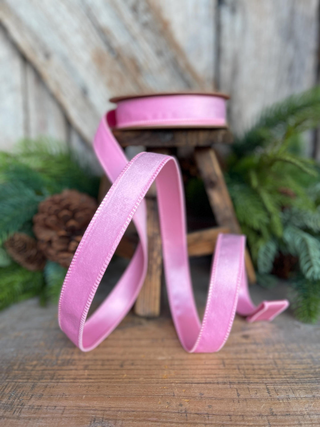 1" Pink Velvet Ribbon, Pink Velvet Ribbon