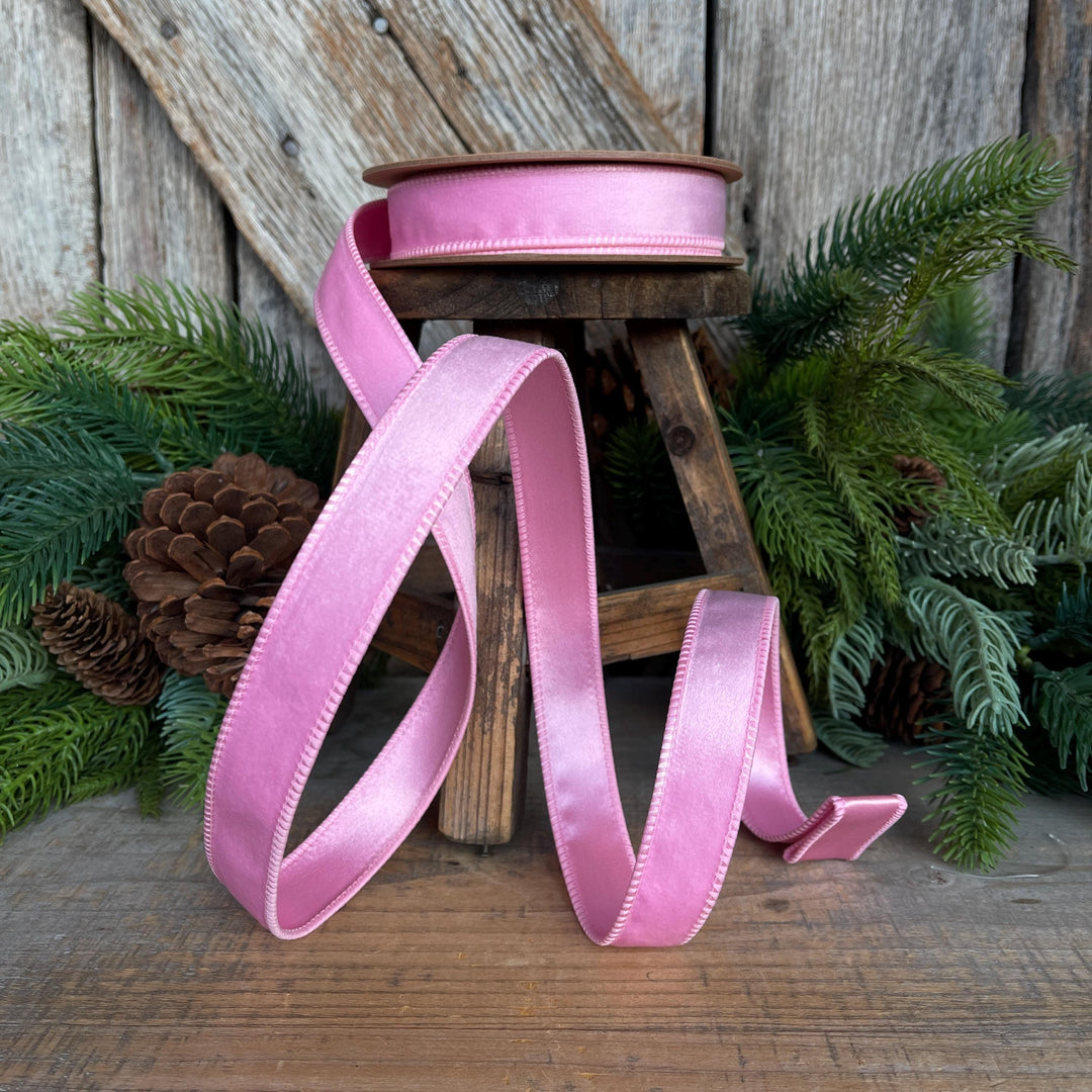 1" Pink Velvet Ribbon, Pink Velvet Ribbon