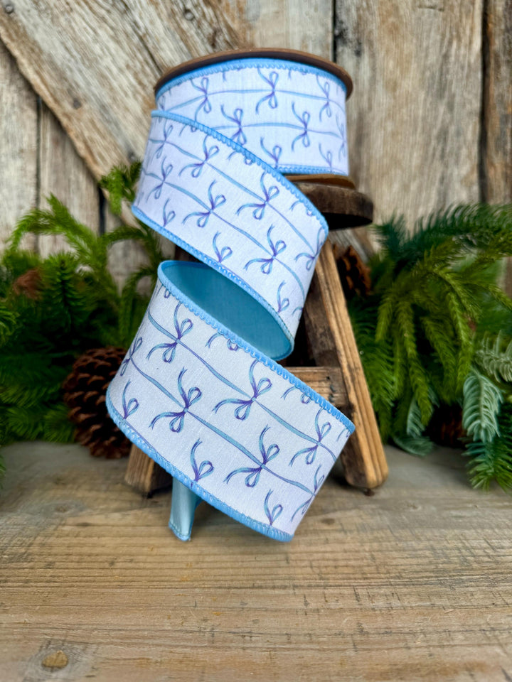 2.5" Blue Bow Ribbon, Baby Shower Ribbon, Baby Blue Ribbon, Preppy Ribbon