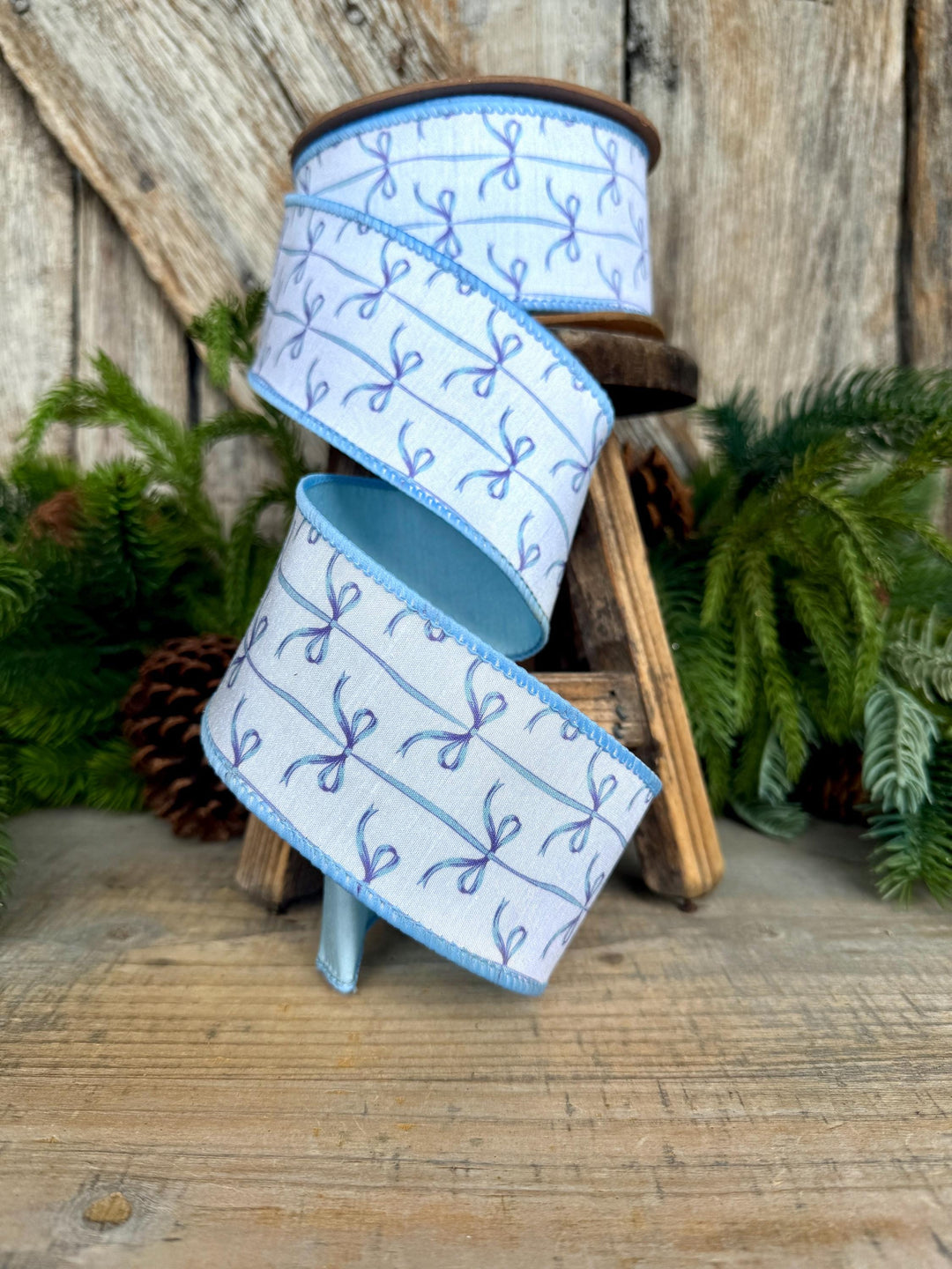 2.5" Blue Bow Ribbon, Baby Shower Ribbon, Baby Blue Ribbon