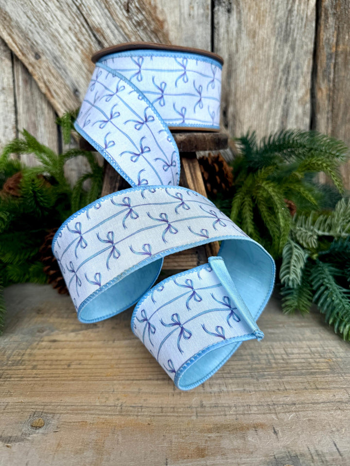 2.5" Blue Bow Ribbon, Baby Shower Ribbon, Baby Blue Ribbon